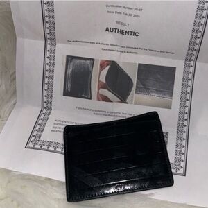 Christian Dior Black Patent Leather Card Holder W/COA